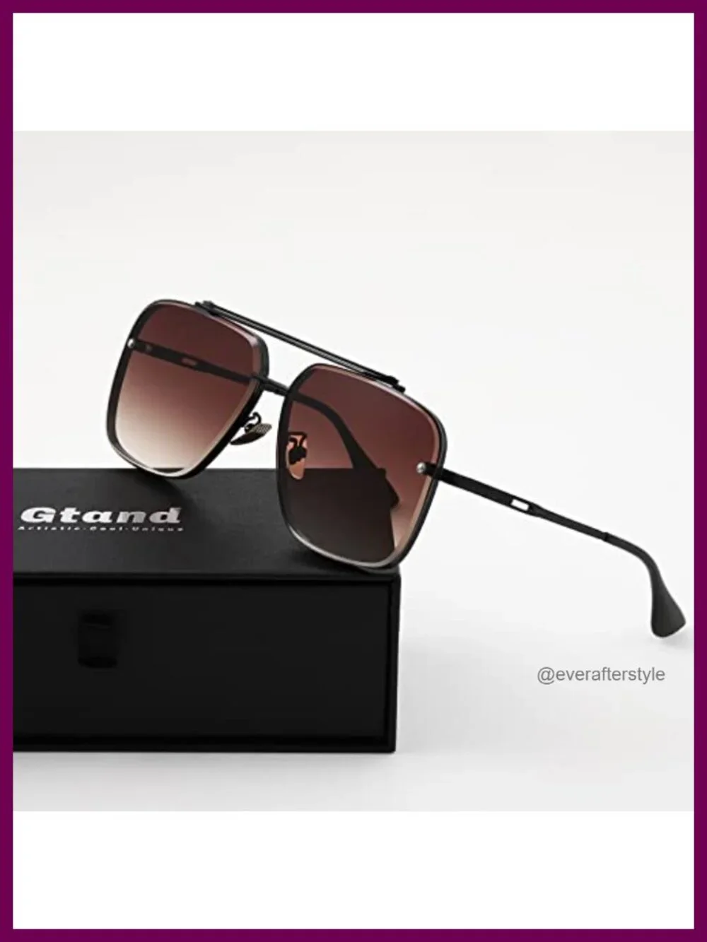 Oversized Square Aviator Sunglasses Metal Frame UV400 Gradient Lens